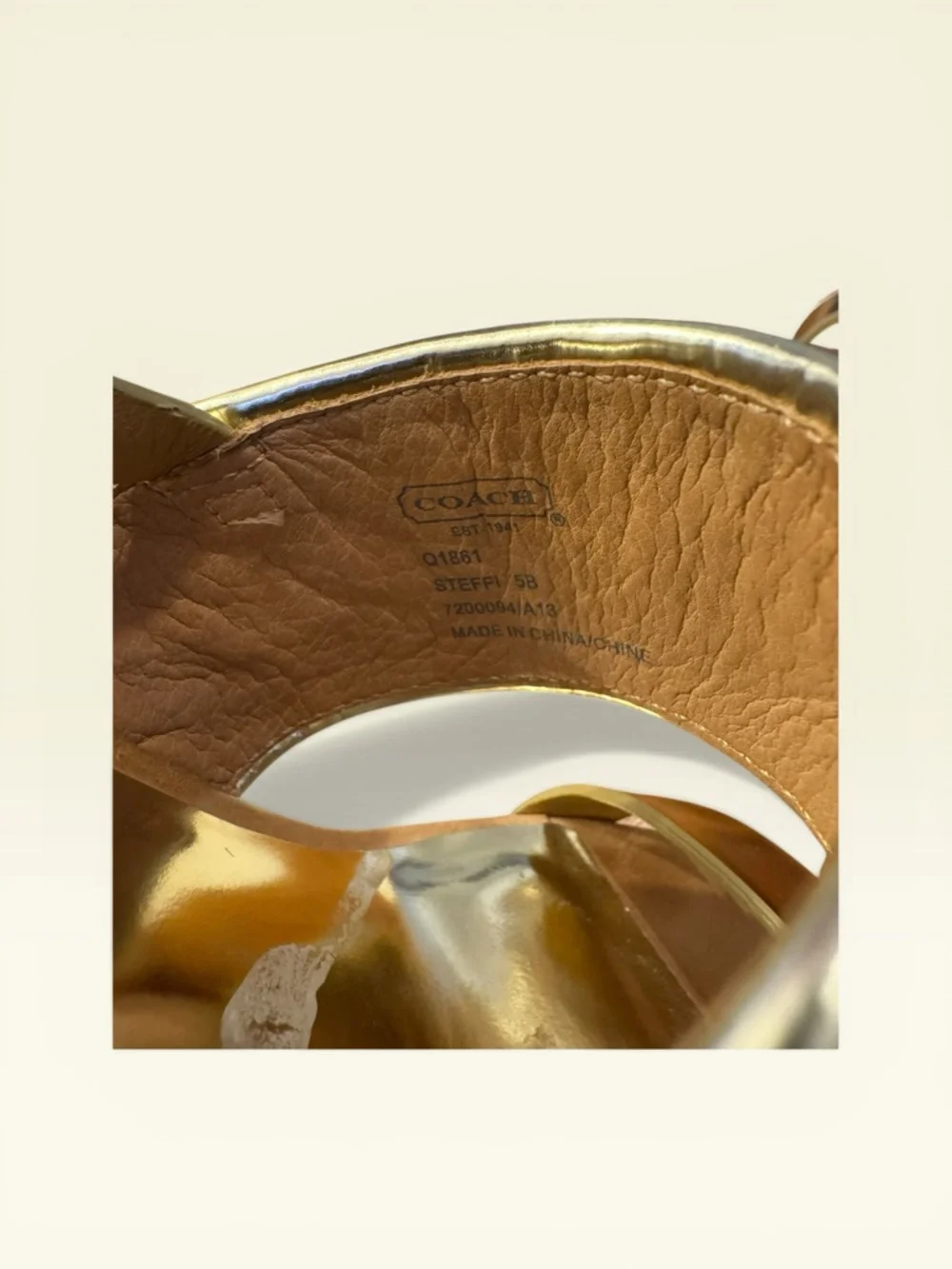 Coach Steffi Gold Open Toe Slingbag Heels - Picture 8 of 8